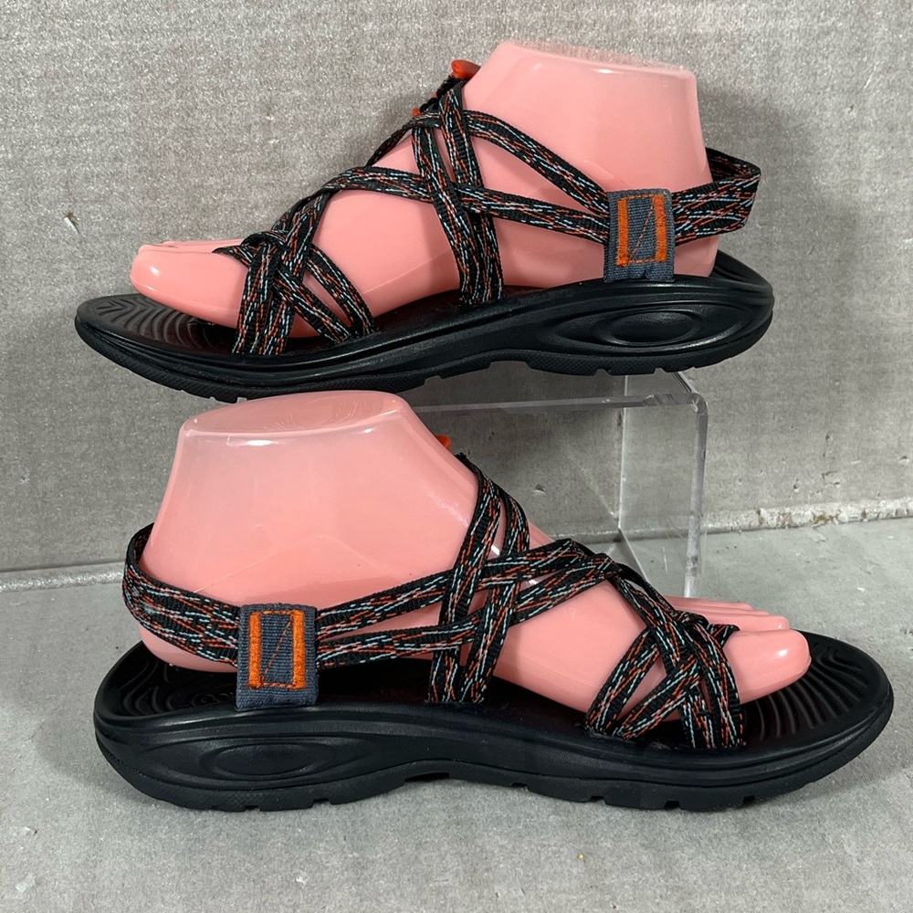 Chaco Women's ZX/2 Classic Navy/Orange/Light Blue Sandals Size 8 - Picture 2 of 11